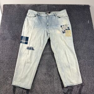 Lauren Ralph Lauren Black Label Patchwork Embellished Blue Denim Jeans 18W